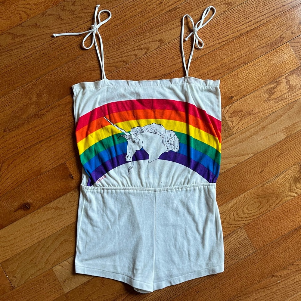 Rare 70s/80s Eclipse Unicorn Rainbow Romper - image 1